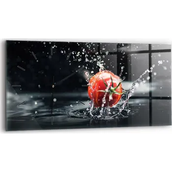 Hodiny Moderní skleněné foto hodiny na zeď s tichým mechanismem 60 cm x 30 cm Rajče