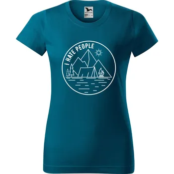 Dámské tričko DOBRÝ TRIKO Dámské tričko s potiskem I hate people Barva: Petrolejová, Velikost: XL