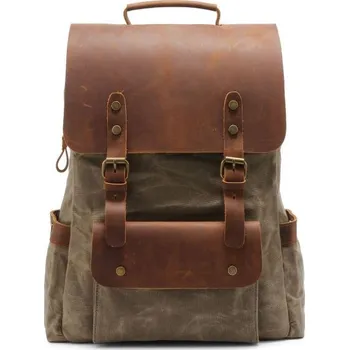 Městský batoh Kožený canvas batoh Revanas Hnědý Who cares 19101809272164317B