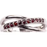 stříbrný prsten s českým granátem - linka (6270931) Velikost: 57, povrchová úprava: rhodiované