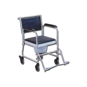 Lékařský nábytek Toaletní křeslo, pojízdné, nerezavějící ocel (Sprchové potřeby)
