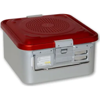 Sterilizační kazeta s filtrem, malá, 285x280x150 mm, červená (Nerezové kazety )