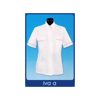 Zdravotnický oděv -10% Iva A - Halenka s límečkem a skrytým zapínáním, barevný lem (Zdravotnické oblečení)