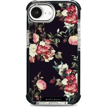 Pouzdro na mobilní telefon Odolný obal Mobiwear MagSafe Elite Bumper - Apple iPhone 16e - D003D Růže na černé (Odolný kryt, pouzdro, obal Mobiwear Elite Bumper na mobil Apple iPhone 16e - D003D Růže na černé, materiál Plast + TPU silikon + kov - zesílená ochrana telefonu, podpora)