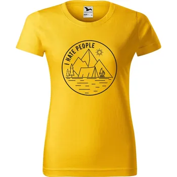 Dámské tričko DOBRÝ TRIKO Dámské tričko s potiskem I hate people Barva: Žlutá, Velikost: 2XL