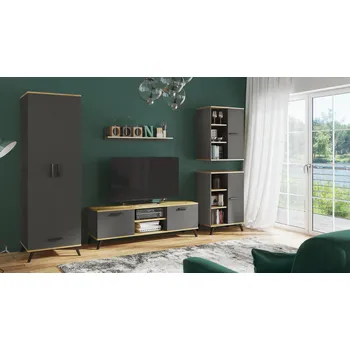 Obývací stěna Obývací sestava RALF E Grafit + dub artisan