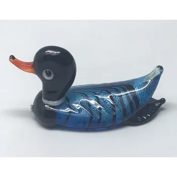 Skleněná figurka kachna modrá, 80 x 30 x 38 mm