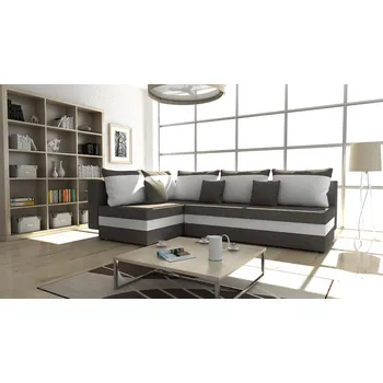 Sedací souprava Rohová rozkládací sedačka IRWIN tmavěšedá-bílá