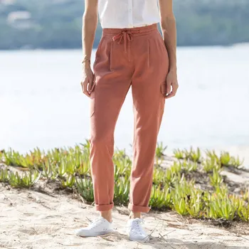 Vzdušné plátěné cargo kalhoty paprika 50