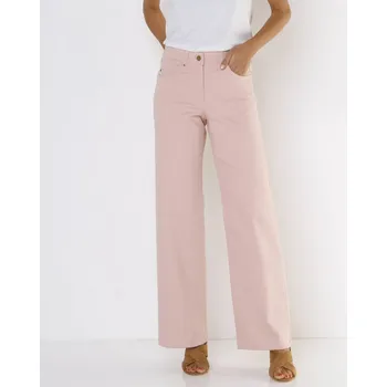 Široké keprové kalhoty s 5 kapsami šedorůžová 46