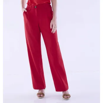 Dámské kalhoty Jednobarevné splývavé široké kalhoty červená 50