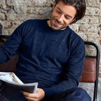 Pánský svetr Pulovr s kulatým výstřihem, 100% akryl nám.modrá 77/86