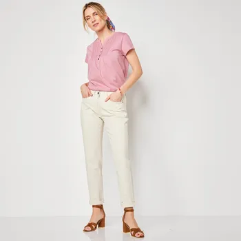 Dámské kalhoty Strečové kalhoty mom z twillu režná 52