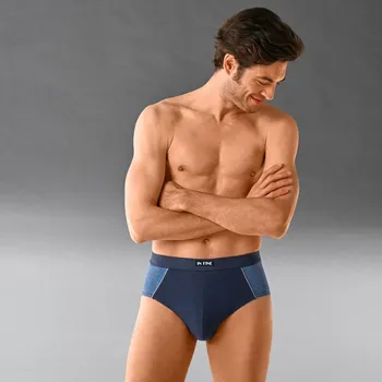 Sada 4 dvoubarevných slipů s vyšším pasem 2xdžínová+2xnám.modrá 77/84