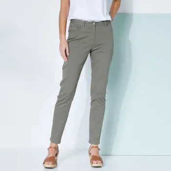 Dámské kalhoty Úzké dlouhé tvilové kalhoty khaki 36