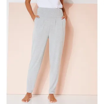 Dámské kalhoty Pohodlné úpletové kalhoty na jógu šedý melír 46/48