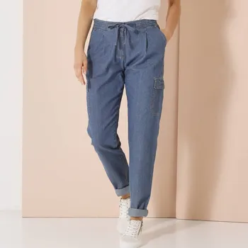 Dámské kalhoty Denimové cargo kalhoty modrá 42