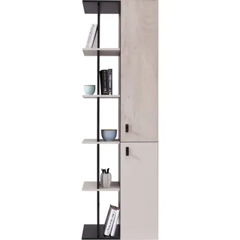 Knihovna Regál PLANET PL5 Černá + dub + béžová