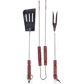 Příslušenství pro gril nářadí grilovací Cr, dřev.ruk., sada 3díl.