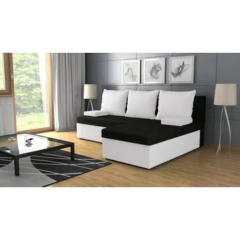 Sedací souprava Rohová rozkládací sedačka CRYSTAL černo-bílá