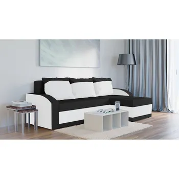 Sedací souprava Rohová rozkládací sedačka HARPER černo-bílá