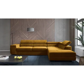 Sedací souprava Rohová rozkládací sedačka ALFI hořčicová - MONOLITH 48