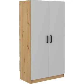 Obývací stěna Skříň MALTA 2F police Světlešedá + dub artisan