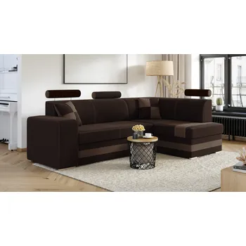 Sedací souprava Rohová rozkládací sedačka VEIRA tmavěhnědá-světlehnědá