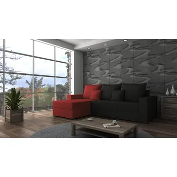 Sedací souprava Rohová rozkládací sedačka PARK černo-červená