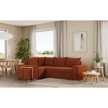 Sedací souprava Rohová rozkládací sedačka MALAGA oranžová - CORD 205.11