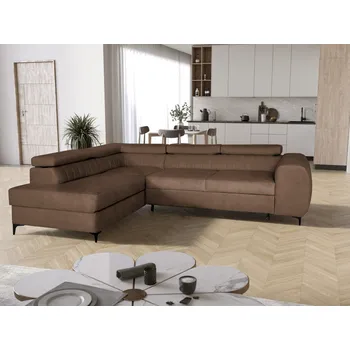 Sedací souprava Rohová rozkládací sedačka SEVIL hnědá - DREAM VELVET 202.37