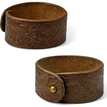 Náramek Drakkaria Dubové listy, kožený náramek - tmavě hnědý