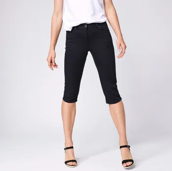 Dámské kalhoty Úzké tvilové 3/4 kalhoty černá 46