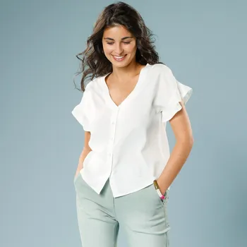 Dámská halenka Jednobarevná halenka, pro menší postavu režná 46