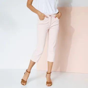 Dámské kalhoty Zeštíhlující capri kalhoty s efektem plochého břicha růžová pudrová 48