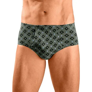 Boxerky Sada 6 slipů s vysokým pasem a potiskem kosočtverců modrá+khaki+černá 125/132