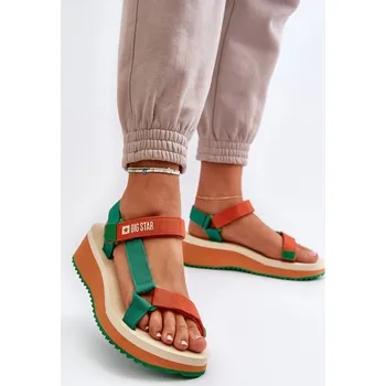 Dámské sandále Dámské sandály na platformě a klíně Big Star NN274A054 Barva: Oranžová, Velikost: 37