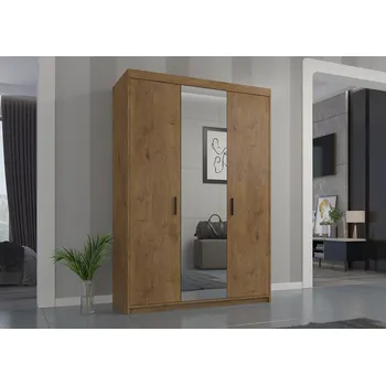 Šatní skříň Šatní skříň ELENA 3D Zrcadlo Dub lefkas