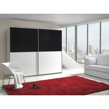 Šatní skříň Šatní skříň LUX 6 bílý lesk / černý lesk