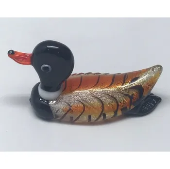 Skleněná figurka kachna oranžová, 80 x 30 x 38 mm