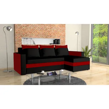 Sedací souprava Rohová rozkládací sedačka ELMONTE černo-červená
