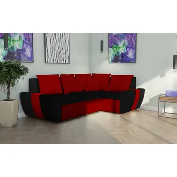 Sedací souprava Rohová rozkládací sedačka AGER černo-červená
