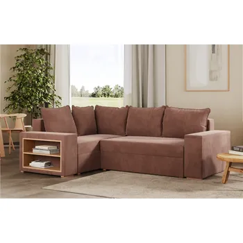 Sedací souprava Rohová rozkládací sedačka BARCELONA hnědá - CORD 205.18