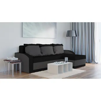 Sedací souprava Rohová rozkládací sedačka HARPER černo-tmavěšedá - Pravý roh