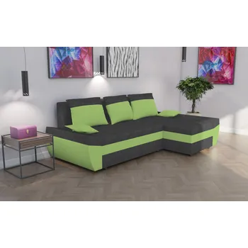 Sedací souprava Rohová rozkládací sedačka MARIO světlešedá-zelená