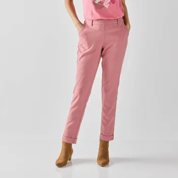 Dámské kalhoty 7/8 úzké jednobarevné kalhoty terakota 52