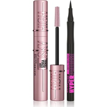 Dekorativní kosmetika MAYBELLINE NEW YORK Make-Up Set Maybelline Hyper Precise All Day Matte black matte 1 ml oční linky v peru 1 ml + Maybelline Lash Sensational Sky High řasenka 7,2ml objemová a prodlužující řasenka 7,2 ml