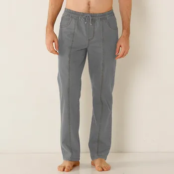 Pánská móda Kalhoty s pružným pasem, z lehkého denimu šedá 58