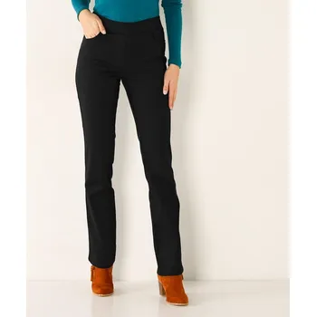 Pohodlné dlouhé keprové kalhoty s pružným pasem černá 46