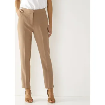 Dámské kalhoty Jednobarevné 7/8 úzké kalhoty oříšková 52